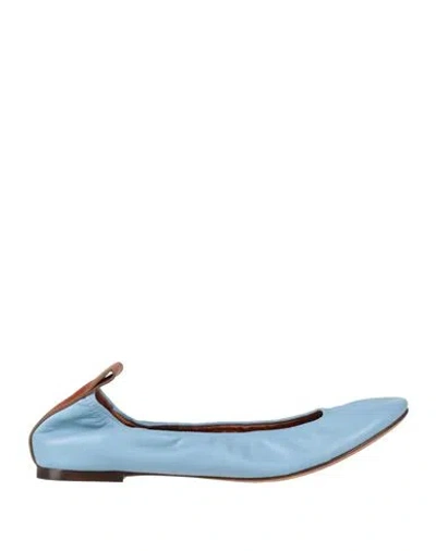 Lanvin Woman Ballet Flats Light Blue Size 7 Lambskin, Calfskin