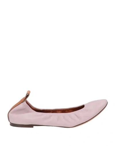 Lanvin Woman Ballet Flats Lilac Size 7 Goat Skin, Calfskin In Pink