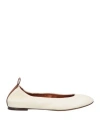 Lanvin Woman Ballet Flats Off White Size 7 Leather