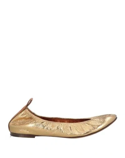 Lanvin Woman Ballet Flats Platinum Size 7 Goat Skin, Calfskin In Gray