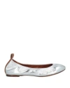 Lanvin Silver Leather Ballet Shoes In Silver
