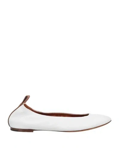 LANVIN LANVIN WOMAN BALLET FLATS WHITE SIZE 7 LEATHER