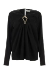 Lanvin Draped Long-sleeved Blouse In Black