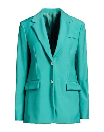 Lanvin Woman Blazer Turquoise Size 2 Wool, Mohair Wool In Blue