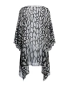 Lanvin Woman Cape Black Size Onesize Cotton, Silk In Animal Print