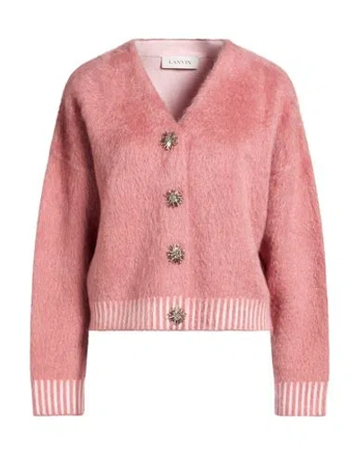 Lanvin Woman Cardigan Antique Rose Size M Virgin Wool, Mohair Wool, Polyamide, Polyurethane In Pink