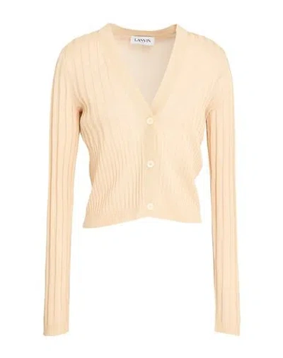 Lanvin Woman Cardigan Beige Size L Silk, Cotton In Neutral