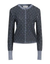 Lanvin Metallic Knitted Cardigan In Blue