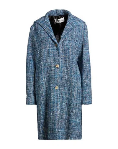 Lanvin Woman Coat Azure Size 10 Virgin Wool, Polyamide In Blue