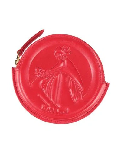 Lanvin Woman Coin Purse Red Size - Calfskin, Brass, Zamak In Purple