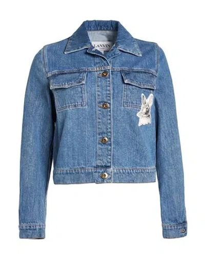 Lanvin Woman Denim Outerwear Blue Size 2 Cotton