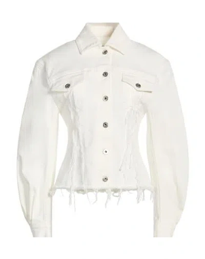 Lanvin Woman Denim Outerwear White Size 2 Cotton, Elastane