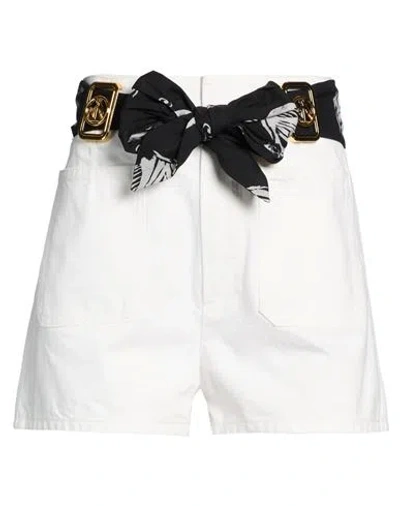 Lanvin Woman Denim Shorts White Size 6 Cotton, Zamak In Neutral