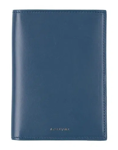 Lanvin Woman Document Holder Midnight Blue Size - Cow Leather