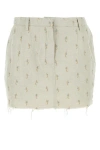 Lanvin Embroidered Frayed Hem Mini Skirt In Multicolor