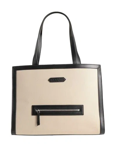 Lanvin Woman Handbag Beige Size - Cotton, Calfskin, Zamak, Brass