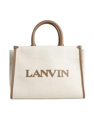 Lanvin Woman Handbag Khaki Size - Cotton, Linen, Zamak, Brass, Calfskin In Sand