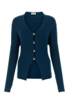Lanvin Petrol Blue In Stretch Wool Blend Cardigan In Multicolor