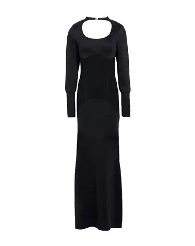Lanvin Woman Maxi Dress Black Size L Polyester, Polyamide, Cashmere, Virgin Wool, Silk In Blue