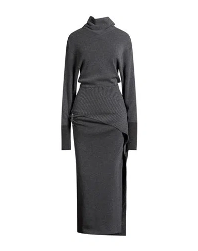 Lanvin Woman Maxi Dress Grey Size M Wool, Cashmere, Polyamide, Elastane In Gray