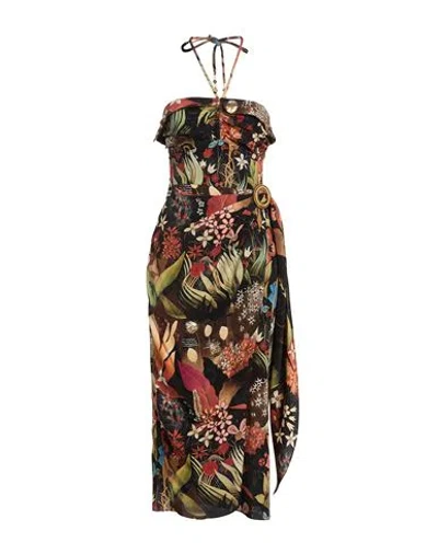 Lanvin Woman Midi Dress Black Size 2 Silk, Brass, Cotton, Polyester
