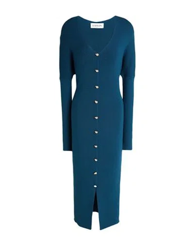 Lanvin Woman Midi Dress Deep Teal Size M Merino Wool, Polyamide, Elastane In Green