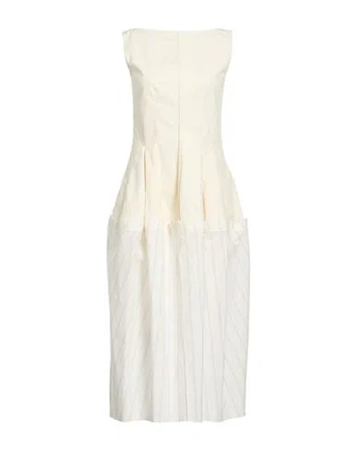 Lanvin Woman Midi Dress Ivory Size 4 Cotton In White