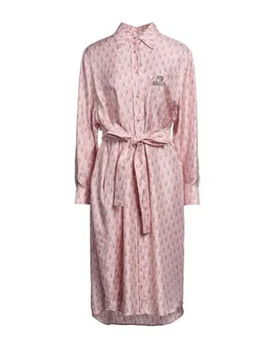 Lanvin Woman Midi Dress Light Pink Size 8 Silk, Brass, Natural Resin, Glass