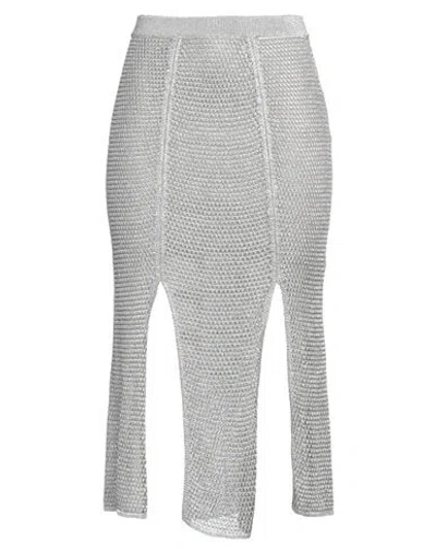 Lanvin Woman Midi Skirt Silver Size S Viscose, Metallic Fiber