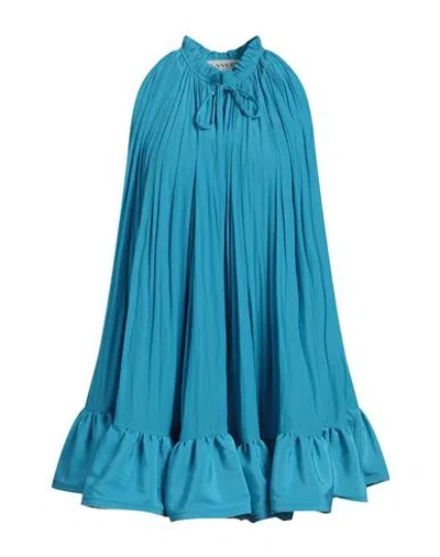 Lanvin Woman Mini Dress Azure Size 2 Polyester In Blue