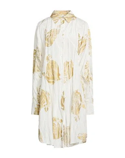 Lanvin Woman Mini Dress Gold Size 12 Cotton, Silk, Metallic Fiber In White