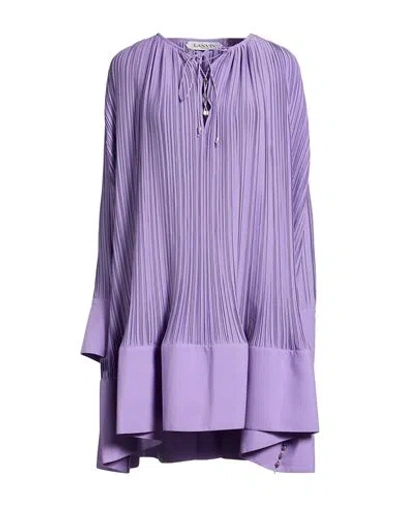 Lanvin Woman Mini Dress Lilac Size 6 Polyester, Brass, Rayon In Purple