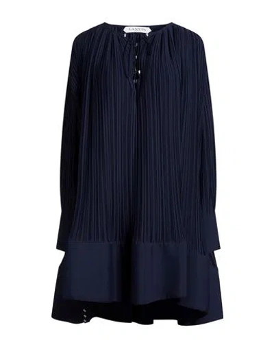 Lanvin Woman Mini Dress Navy Size 4 Polyester, Brass, Rayon In Blue