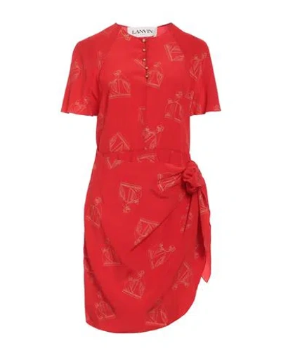 Lanvin Woman Mini Dress Tomato Red Size 8 Silk