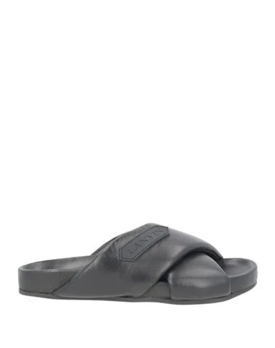Lanvin Woman Sandals Black Size 7 Calfskin In Gray
