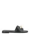 Lanvin Haute Sequence Leather Slides In Black