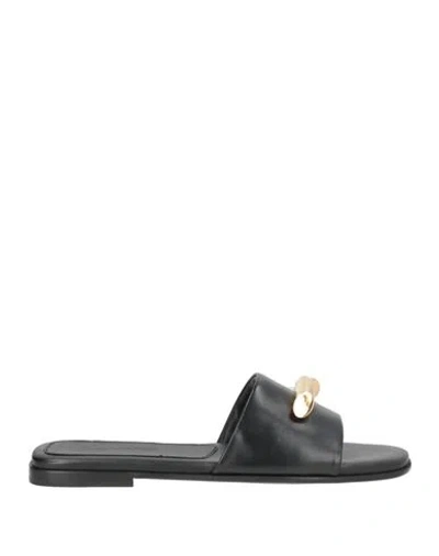 LANVIN LANVIN WOMAN SANDALS BLACK SIZE 9 LEATHER