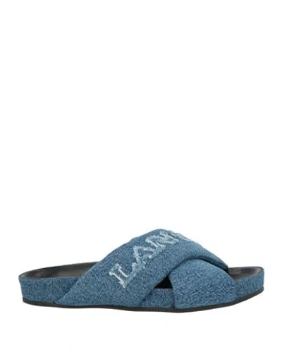 Lanvin Woman Sandals Blue Size 8 Textile Fibers