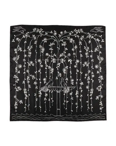 Lanvin Floral-print Silk Scarf In Schwarz