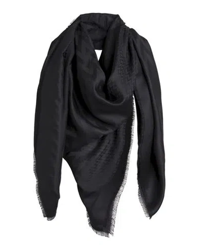 Lanvin Woman Scarf Black Size - Silk, Wool