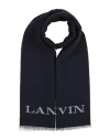 Lanvin Woman Scarf Navy Size - Wool, Virgin Wool, Silk In Blue