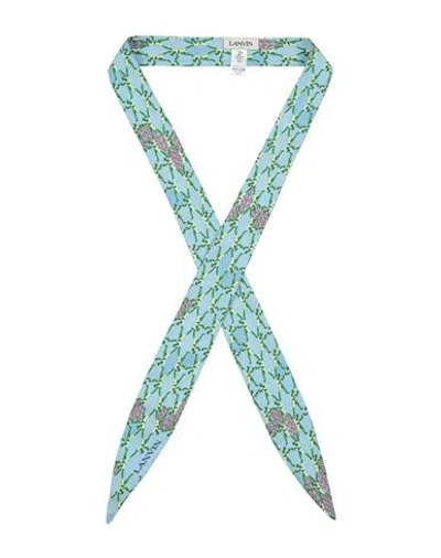 Lanvin Woman Scarf Sky Blue Size - Silk In Brown