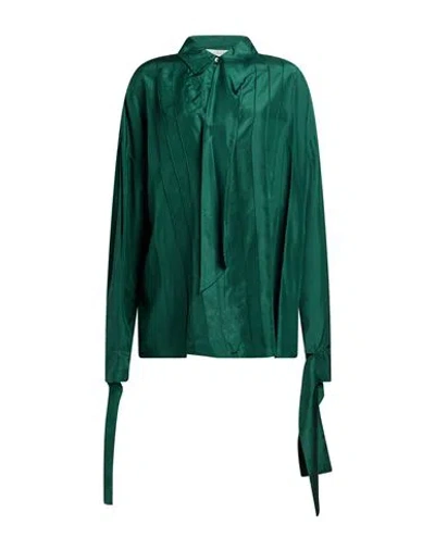 Lanvin Woman Shirt Green Size 6 Silk In Multi