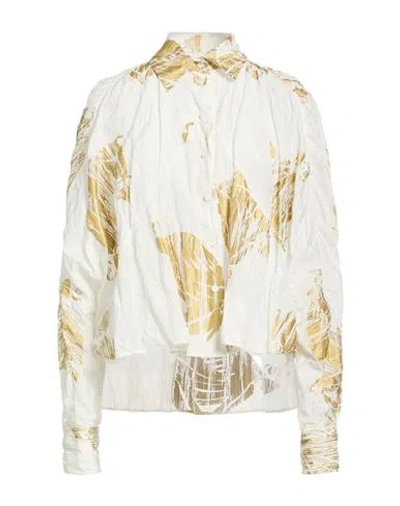 Lanvin Woman Shirt Ivory Size 14 Cotton, Silk, Metallic Fiber In White