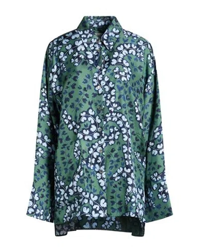 Lanvin Woman Shirt Sage Green Size 8 Silk