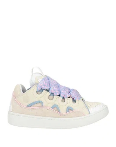 Lanvin Woman Sneakers Beige Size 5 Calfskin, Polyester In Purple