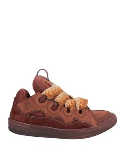 Lanvin Woman Sneakers Brown Size 10 Calfskin, Polyester