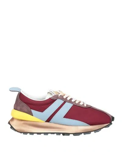 Lanvin Woman Sneakers Burgundy Size 8 Polyester, Calfskin In Multi
