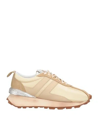 Lanvin Woman Sneakers Sand Size 9 Leather, Textile Fibers