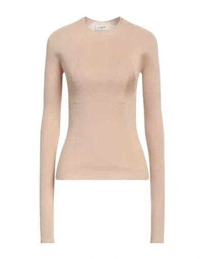 Lanvin Woman Sweater Beige Size L Cashmere, Virgin Wool, Silk In Neutral